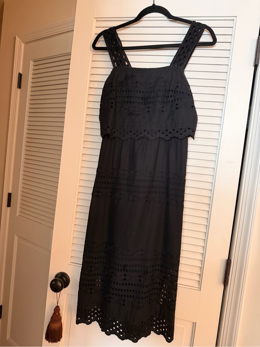 J. Crew Black Eyelet Midi Sundress